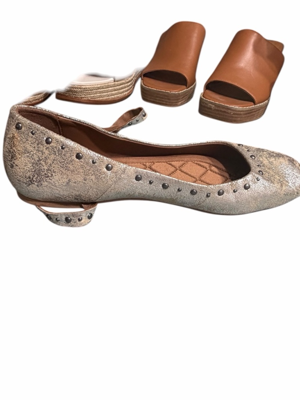 Free People Silver Metallic Studded Ballet Flats - Picture 6 of 13